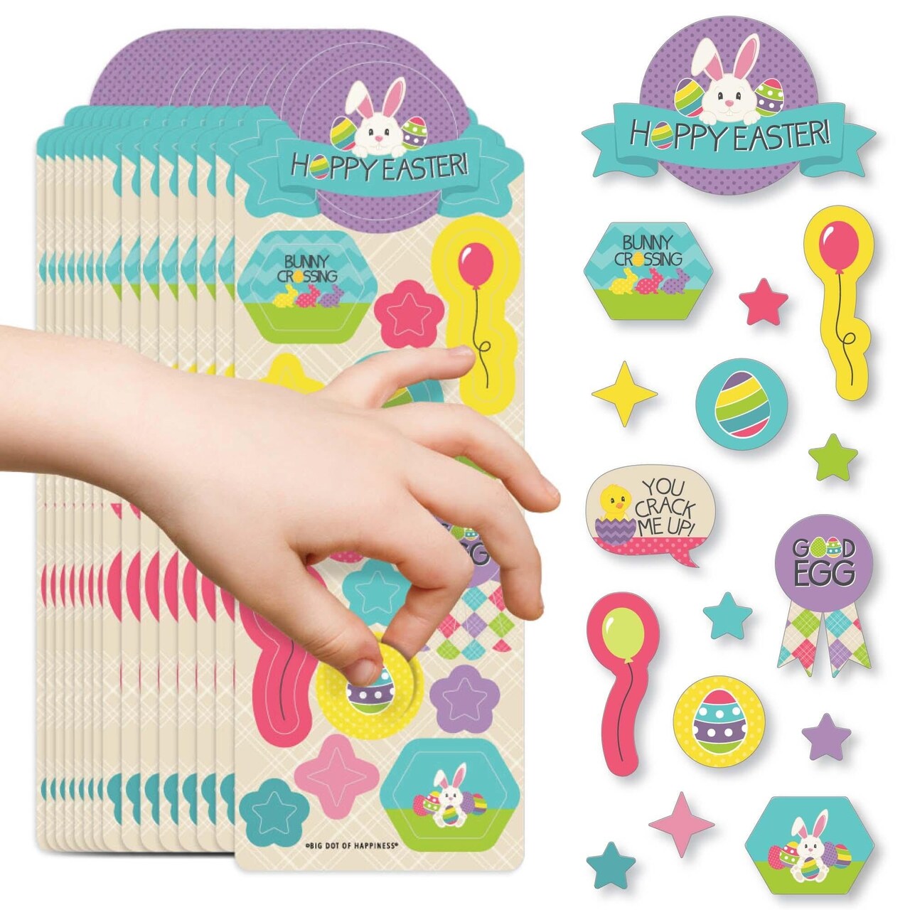 Big Dot of Happiness Hippity Hoppity - Easter Bunny Party Favor Kids  Stickers - 16 Sheets - 256 Stickers